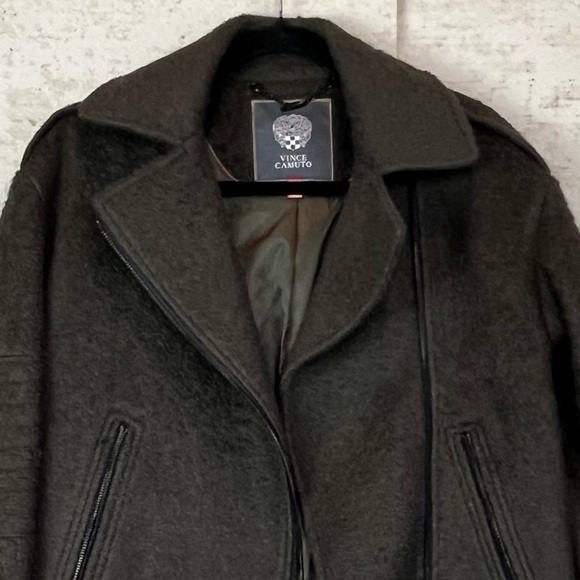 VINCE CAMUTO Womens Wool Blend Coat XS Boxy Deep Olive Green - Picture 2 of 16